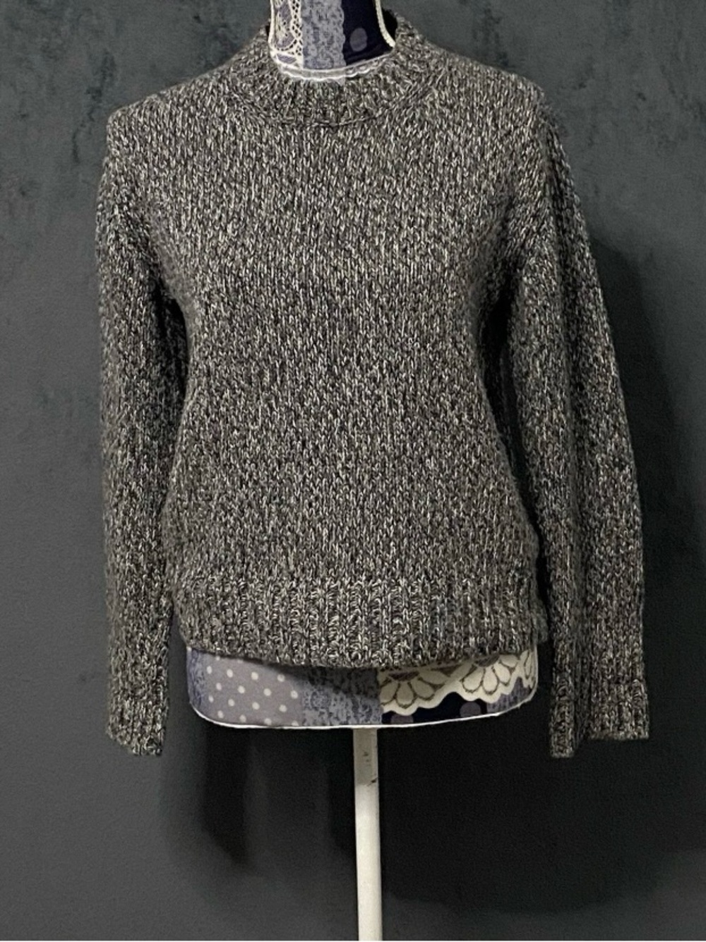 Massimo Dutti Sweater Womens S Gray Pullover Wool Blend Long Sleeve Crew Neck